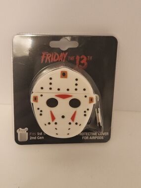 Friday the 13th Jason Hockey Mask AirPods Case - White with Red & Black Accents